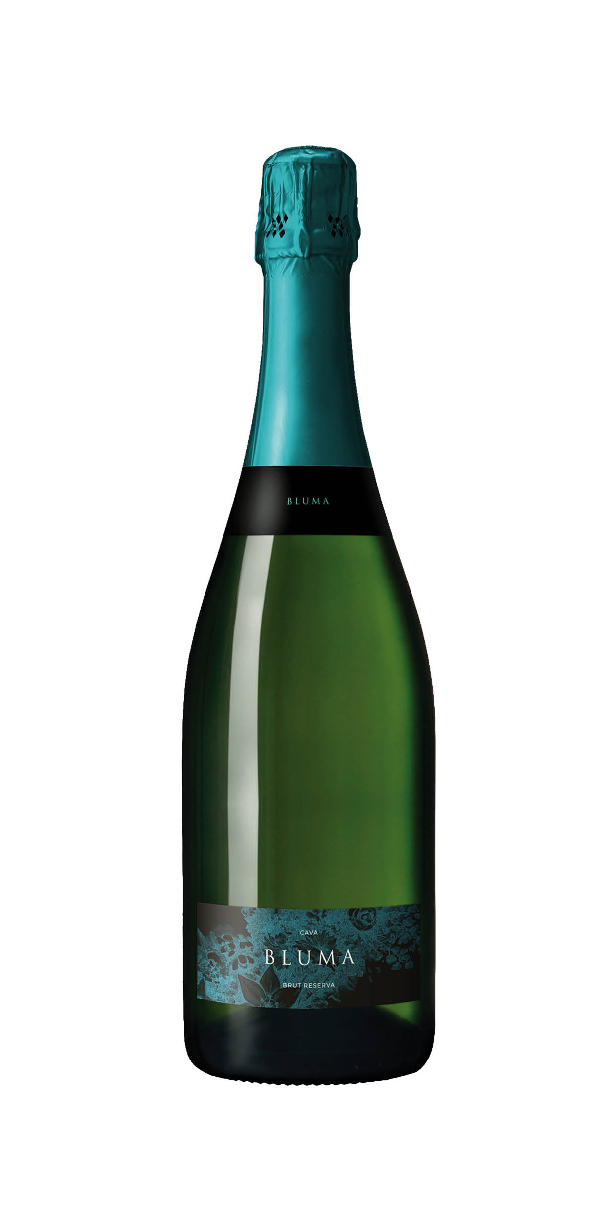 Diseño de etiqueta de vino para la botella de cava Bluma, creado por Vino de Etiqueta.
