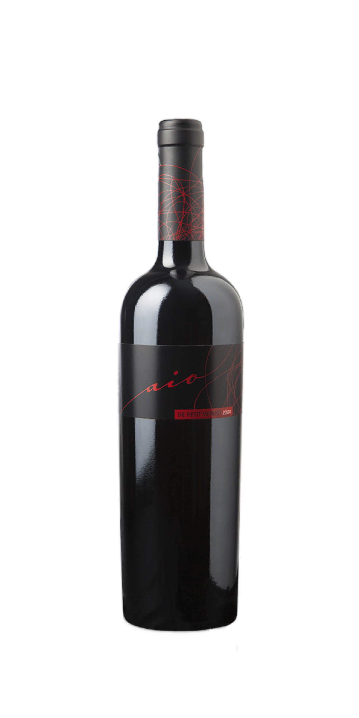 Botella de vino aio con diseño de etiqueta y packaging creado por Vino de Etiqueta.